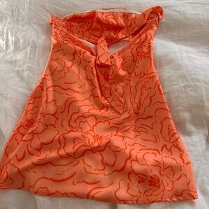 Floral Orange strapless tie back dress